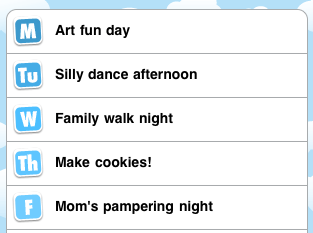 Screenshot of HomeRoutines showing family fun ideas