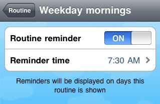 Routine reminder settings