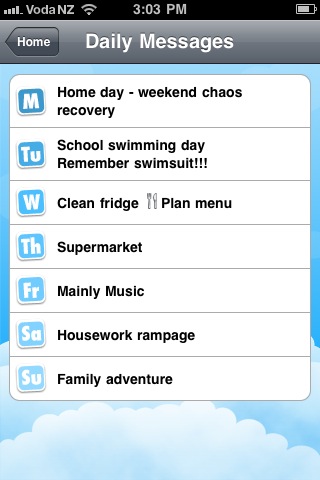 Daily message screen Daily message screen