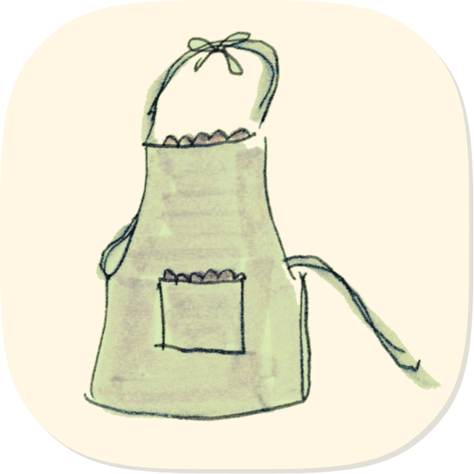 Drawing of an apron with a pocket