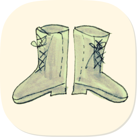 Drawing of laced-up boots
