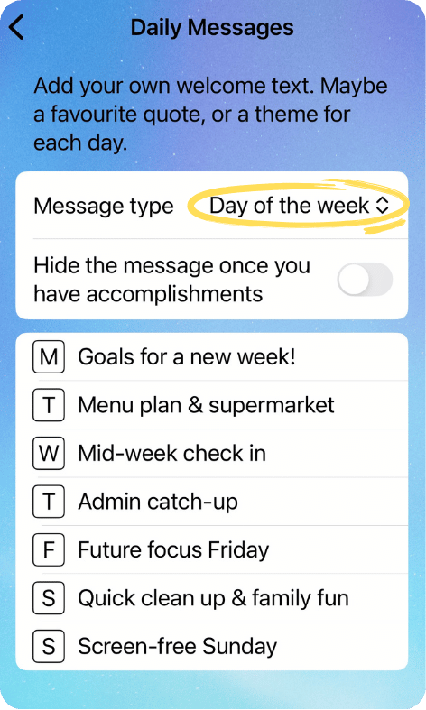 Some examples of daily messages