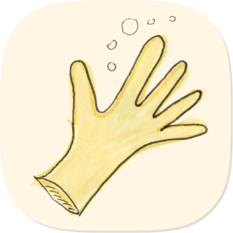Drawing of yellow rubber glove
