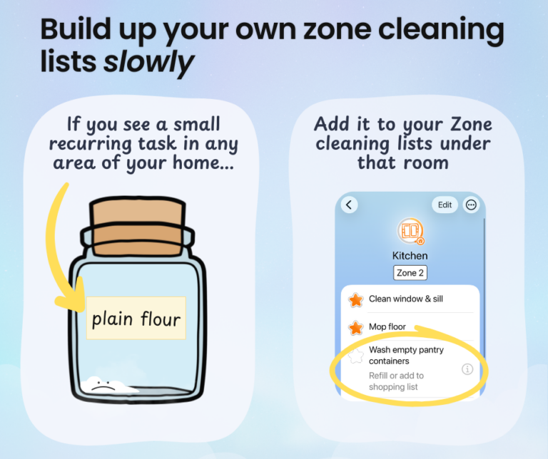 Create your own zone cleaning lists without overwhelm